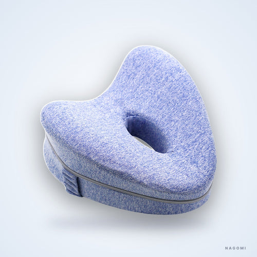 Coussin de genoux NAGOMI en mousse à mémoire de forme, forme de cœur, housse bleue