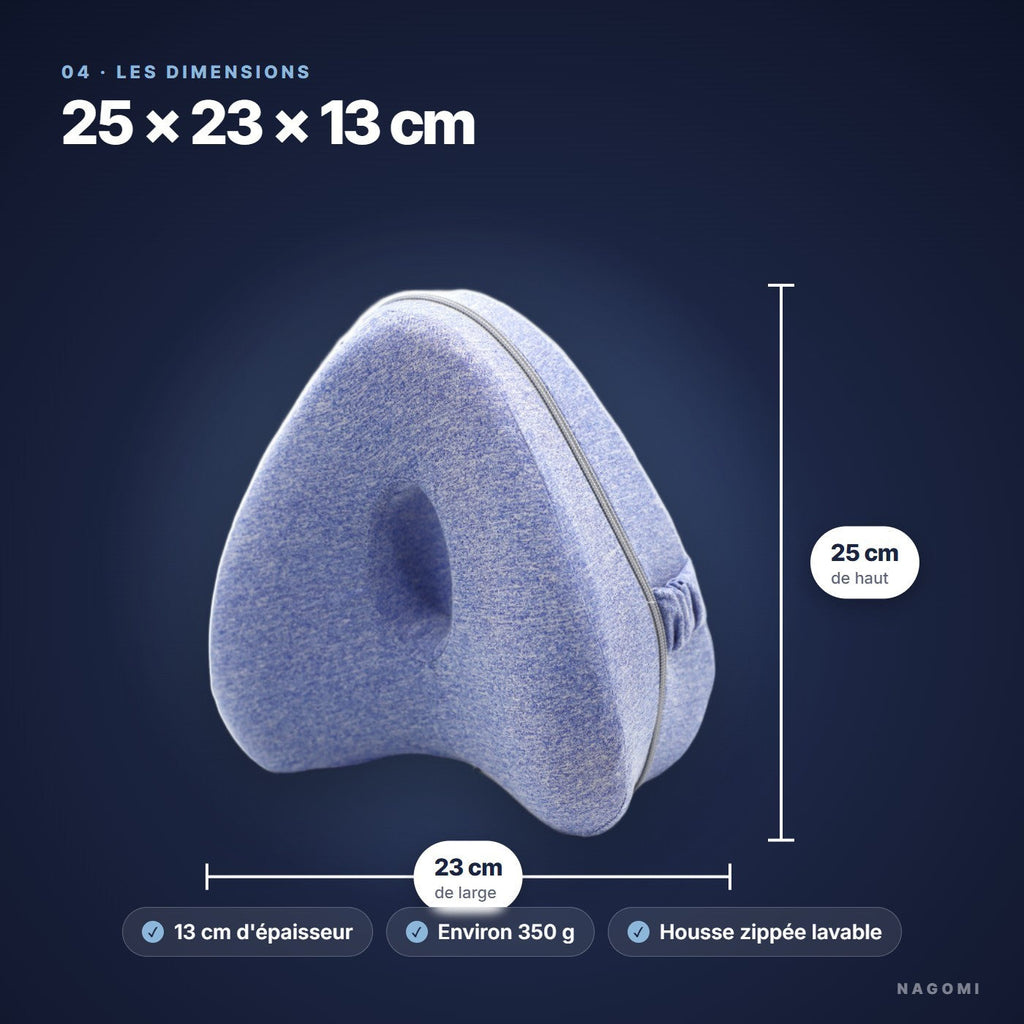 Dimensions du coussin de genoux NAGOMI : 25 × 23 × 13 cm