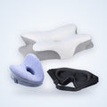 Pack Sommeil NAGOMI : un oreiller cervical, un coussin de genoux et un masque de nuit